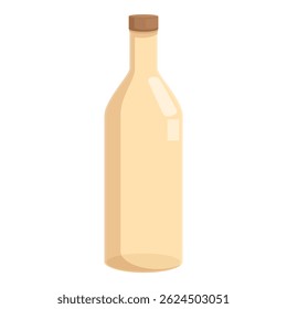 Vector illustration of a clear glass bottle with a wooden cork, isolated on a white background