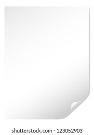 Vector illustration of a clear page with curled corner.