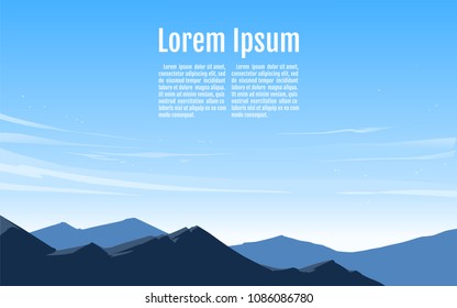 Vector illustration of clear Sky with blue mountain.