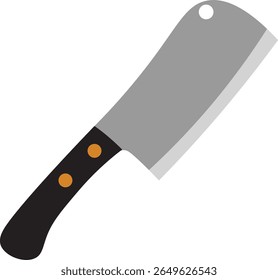 Vector illustration of a cleaver knife with sharp blade, used for chopping meat and vegetables