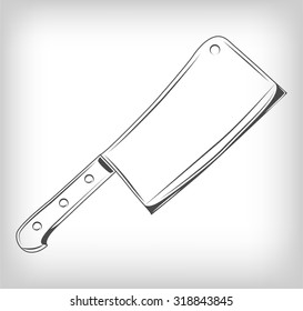 vector illustration. cleaver on a white background. meat knife
