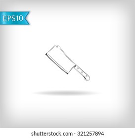 vector illustration. cleaver on a white background. meat knife
