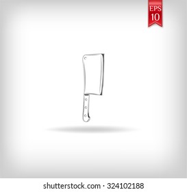 vector illustration. cleaver on a white background. meat knife