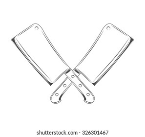 vector illustration. cleaver on a white background. meat knife