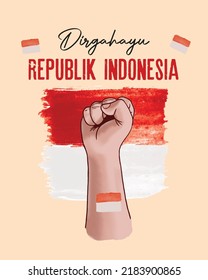 Vector illustration. Clenched hand symbolize the spirit of celebrating independence day