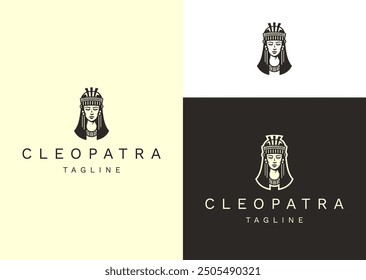 Vector illustration of Cleopatra Egyptian queen Logo Design