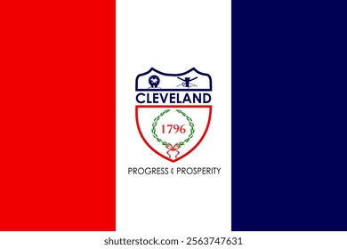 Vector illustration of Cleveland, Ohio's official flag: Perfect for projects highlighting Cleveland's rich history and culture, from city presentations to heritage-themed designs and civic engagements