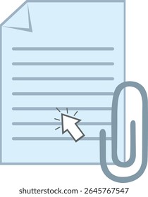 ilustração vetorial clique com o cursor do computador mouse em anexar conceito de arquivo pc