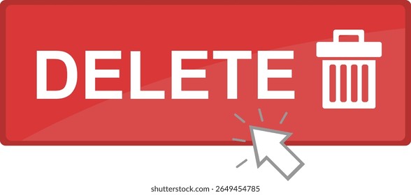 vector illustration click computer cursor mouse on delete button