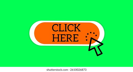 Vector illustration of a Click Here web button with a cursor pointer interaction. UI button concept with clickable action.
