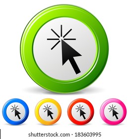 Vector illustration of click icons on white background