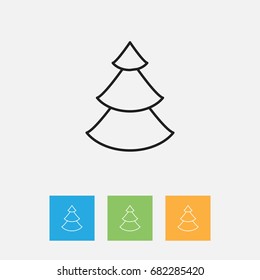 Vector Illustration Of Climate Symbol On Fir Tree Outline. Premium Quality Isolated Evergreen Element In Trendy Flat Style.