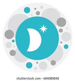 Vector Illustration Of Climate Symbol On Sky Night Icon. Premium Quality Isolated Crescent With Star Element In Trendy Flat Style.