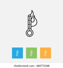 Vector Illustration Of Climate Symbol On Thermometer Outline. Premium Quality Isolated Temperature Element In Trendy Flat Style.