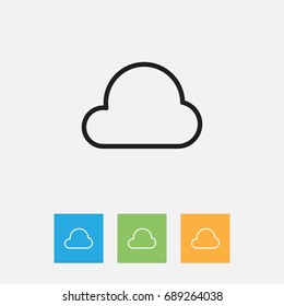 Vector Illustration Of Climate Symbol On Overcast Outline. Premium Quality Isolated Cloud Element In Trendy Flat Style.