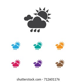 Vector Illustration Of Climate Symbol On Sunshine Hail Icon. Premium Quality Isolated Summer Rain Element In Trendy Flat Style.