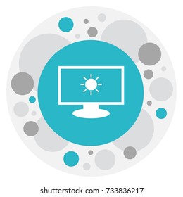 Vector Illustration Of Climate Symbol On Sun On The Screen Icon. Premium Quality Isolated Monitor  Element In Trendy Flat Style.