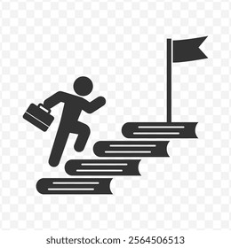 Vector illustration of climb the ladder of success icon in dark color and transparent background(PNG).