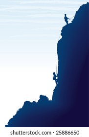 Vector illustration of climbers couple in the mountain.