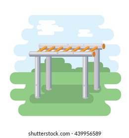 Vector illustration of climbing frame. Outdoor sport equipment for workout exercises