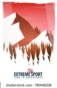 Vector illustration of Climbing, Trekking, Hiking, Mountaineering. Extreme sports, outdoor recreation, adventure in the mountains vacation