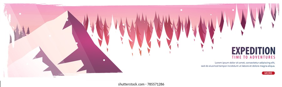 Vector illustration of Climbing, Trekking, Hiking, Mountaineering. Extreme sports, outdoor recreation, adventure in the mountains vacation