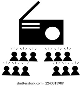 Vector illustration clip art about radio and its loyal audience.