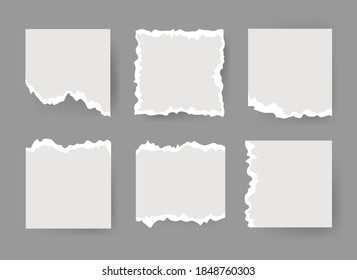 Vector Illustration Clip Art Scraps Papers. Set of Notebook Pieces. Torn Page Isolated Objects