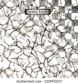 Vector illustration of clipart cracked a lot of small imperfections, the pattern is isolated on a transparent background making the old surface grunge style