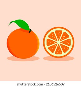 ilustración vectorial del diseño de dibujos animados infantiles de corte naranja de clipart mandarin natural fruta con hoja verde. apto para fondo, sabor a caramelo, icono de dieta, sabor a jugo, fondo de elemento, etc.