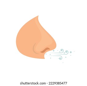 Vector illustration of clipart runny nose, stop the spread of infection through the nose, respiratory tract as a source of infection of the body with influenza, get sick because of germs in the air 