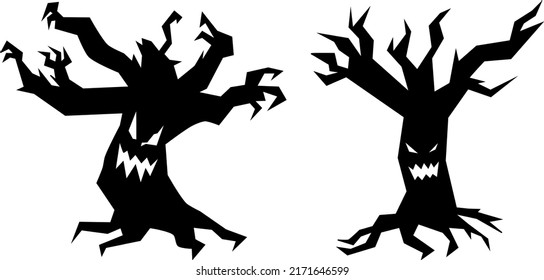 vector illustration clipart set of horror trees for Halloween