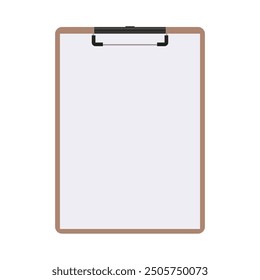 Vector illustration of clipboard in cartoon flat style. Clipboard icon isolated white white background. Round icon. Checklist clipboard silhouette. Simple circle icon. Modern flat icon in stylish 