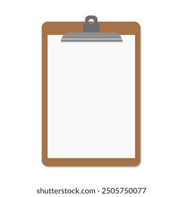 Vector illustration of clipboard in cartoon flat style. Clipboard icon isolated white white background. Round icon. Checklist clipboard silhouette. Simple circle icon. Modern flat icon in stylish 