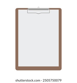 Vector illustration of clipboard in cartoon flat style. Clipboard icon isolated white white background. Round icon. Checklist clipboard silhouette. Simple circle icon. Modern flat icon in stylish 