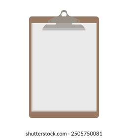 Vector illustration of clipboard in cartoon flat style. Clipboard icon isolated white white background. Round icon. Checklist clipboard silhouette. Simple circle icon. Modern flat icon in stylish 