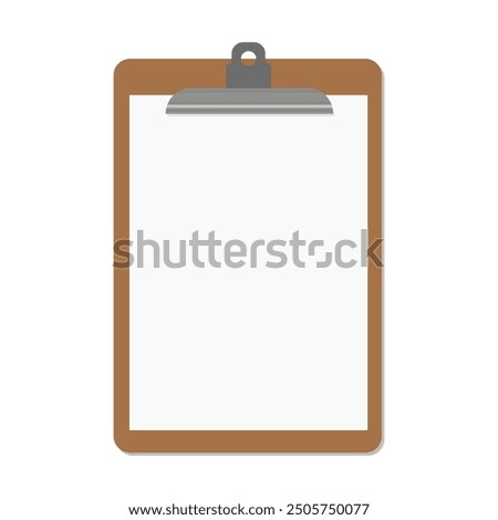 Vector illustration of clipboard in cartoon flat style. Clipboard icon isolated white white background. Round icon. Checklist clipboard silhouette. Simple circle icon. Modern flat icon in stylish 