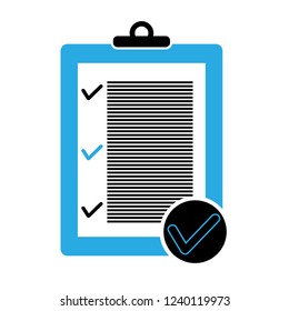 Vector illustration of clipboard with checklist icon, flat style