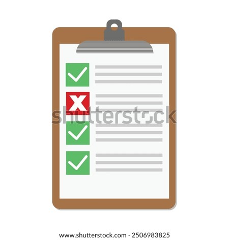 Vector illustration of clipboard with checklist icon. Checklist complete tasks, to-do list, survey, exam concepts. Best quality. Flat illustration of clipboard with checklist icon for web.