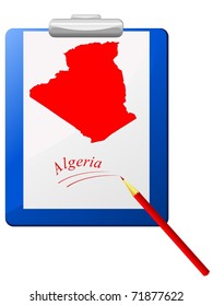 vector illustration of the clipboard with a map of Algeria