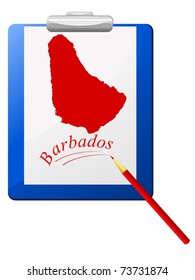 vector illustration of the clipboard with a map of Barbados