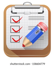 Vector illustration of clipboard with pencil 
