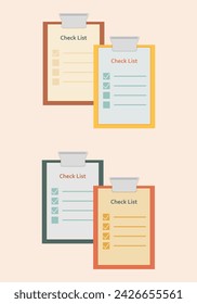 Vector illustration of a clipboard, questionnaire in retro colors.