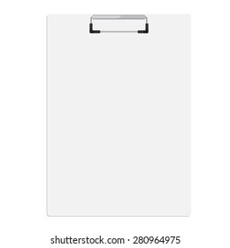 Vector illustration of clipboard with white, empty paper. Clipboard icon