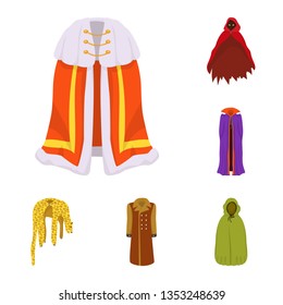 Vector illustration of cloak and clothes icon. Collection of cloak and garment stock symbol for web.