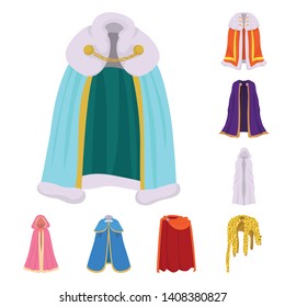 Vector illustration of cloak and clothes icon. Set of cloak and garment stock symbol for web.