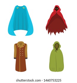 Vector illustration of cloak and clothes sign. Collection of cloak and garment stock vector illustration.