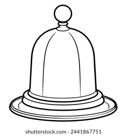 Ilustración vectorial de un icono de contorno de cloche, ideal para proyectos de restaurantes.