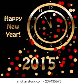 Vector illustration of Clock. Black background.