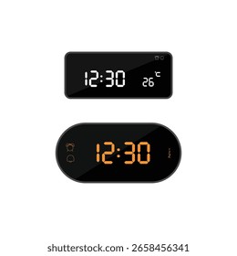 Vector illustration of clock digital at twelve thirty, 17:30, use for education materials about telling time and daily routines